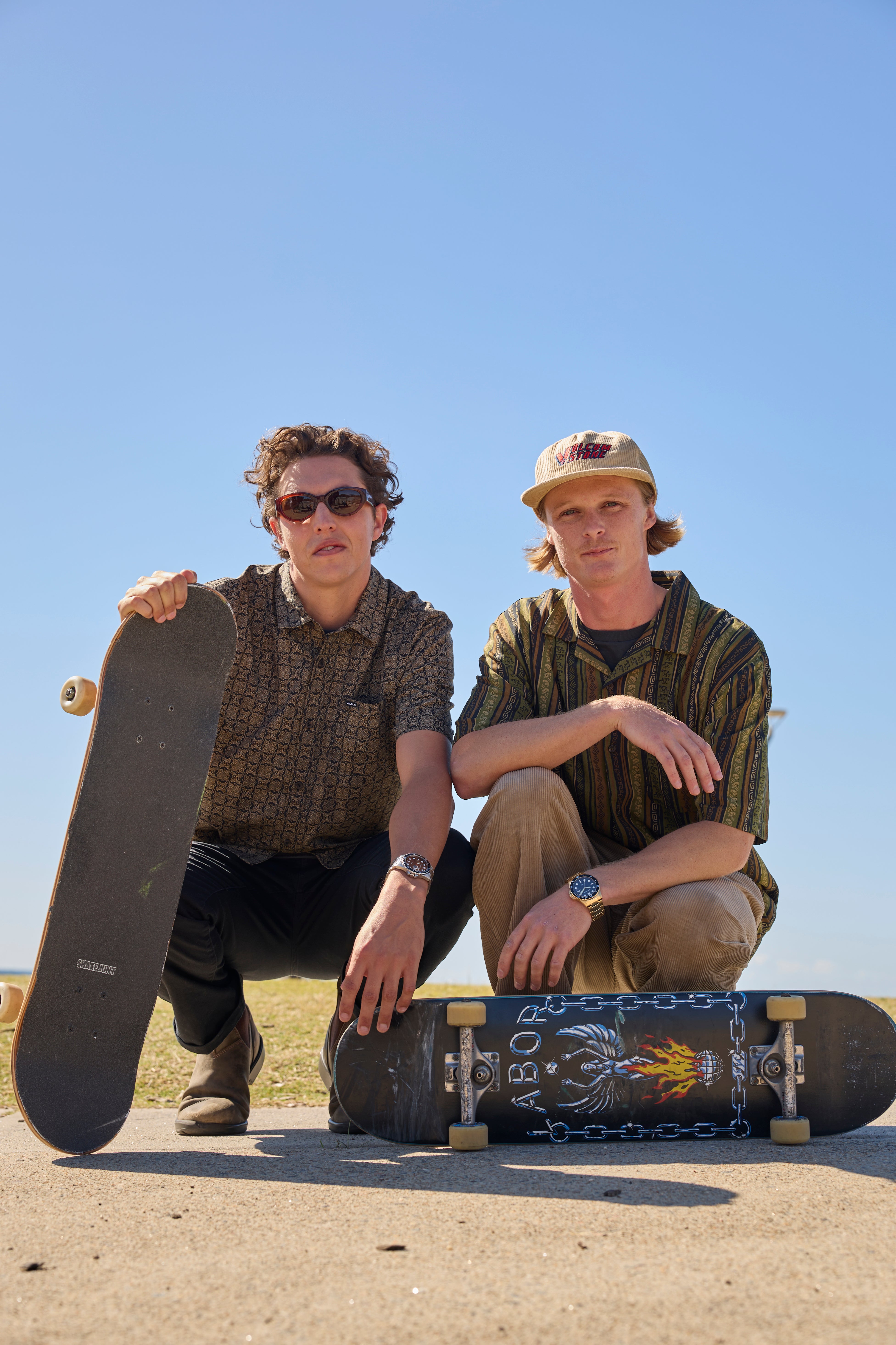 Maxum Hockey Dad Collaboration Watch worn by Hockey Dad band members with skateboards