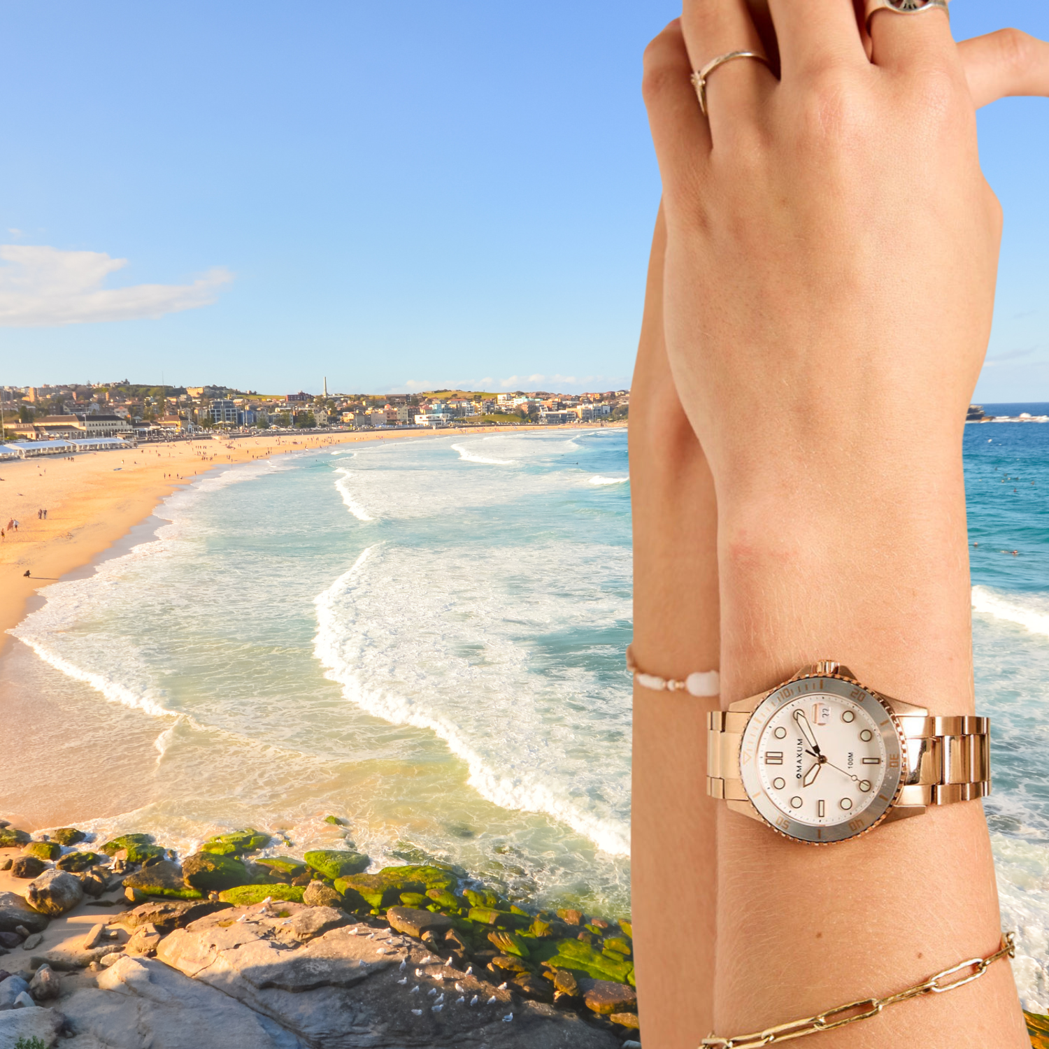Liberty Ladies Analogue Date Watch – Rose Gold Case, White Dial & Rose Gold Bracelet