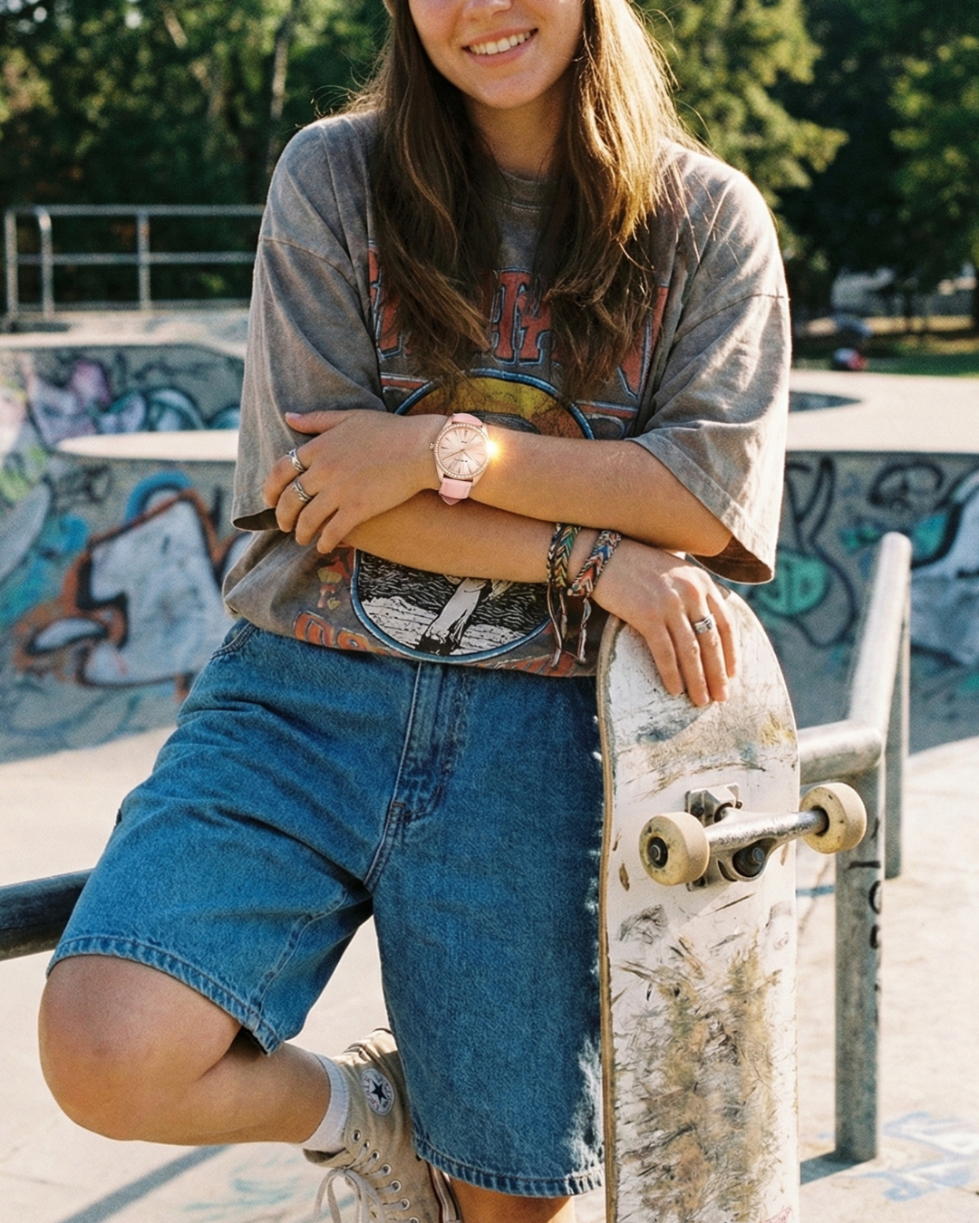 Sydney Crystal-Embellished Analogue Watch – Rose Gold Tone Dial, Rose Gold Tone Case & Blush Leather Band