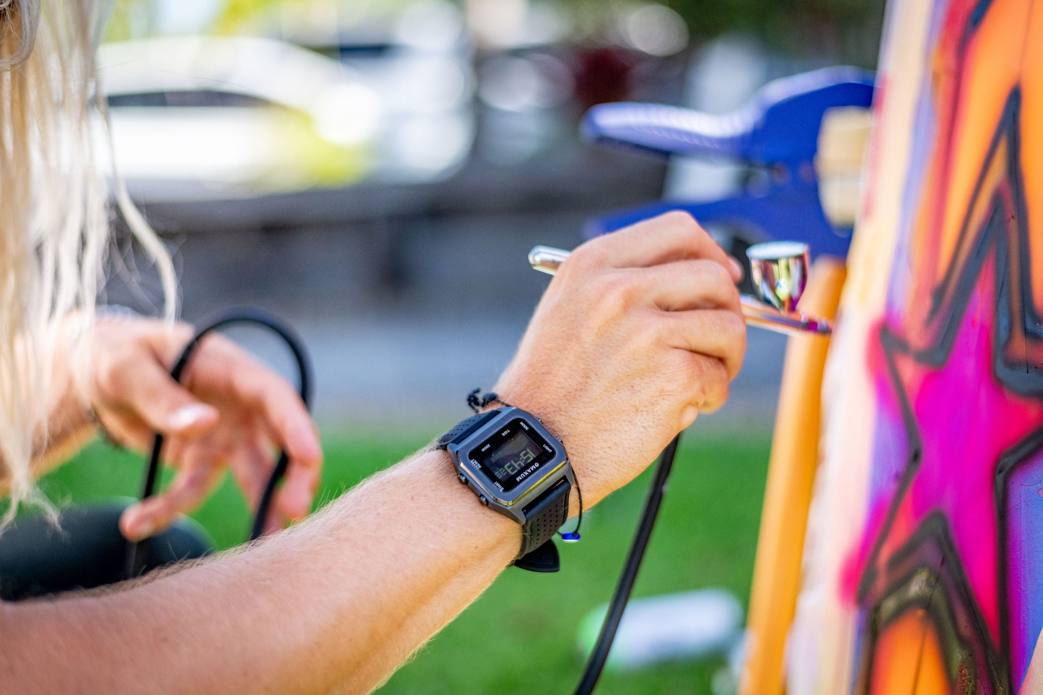 Raglan Digital Tide Watch Set – Black Case, Black & Beige Silicone Strap