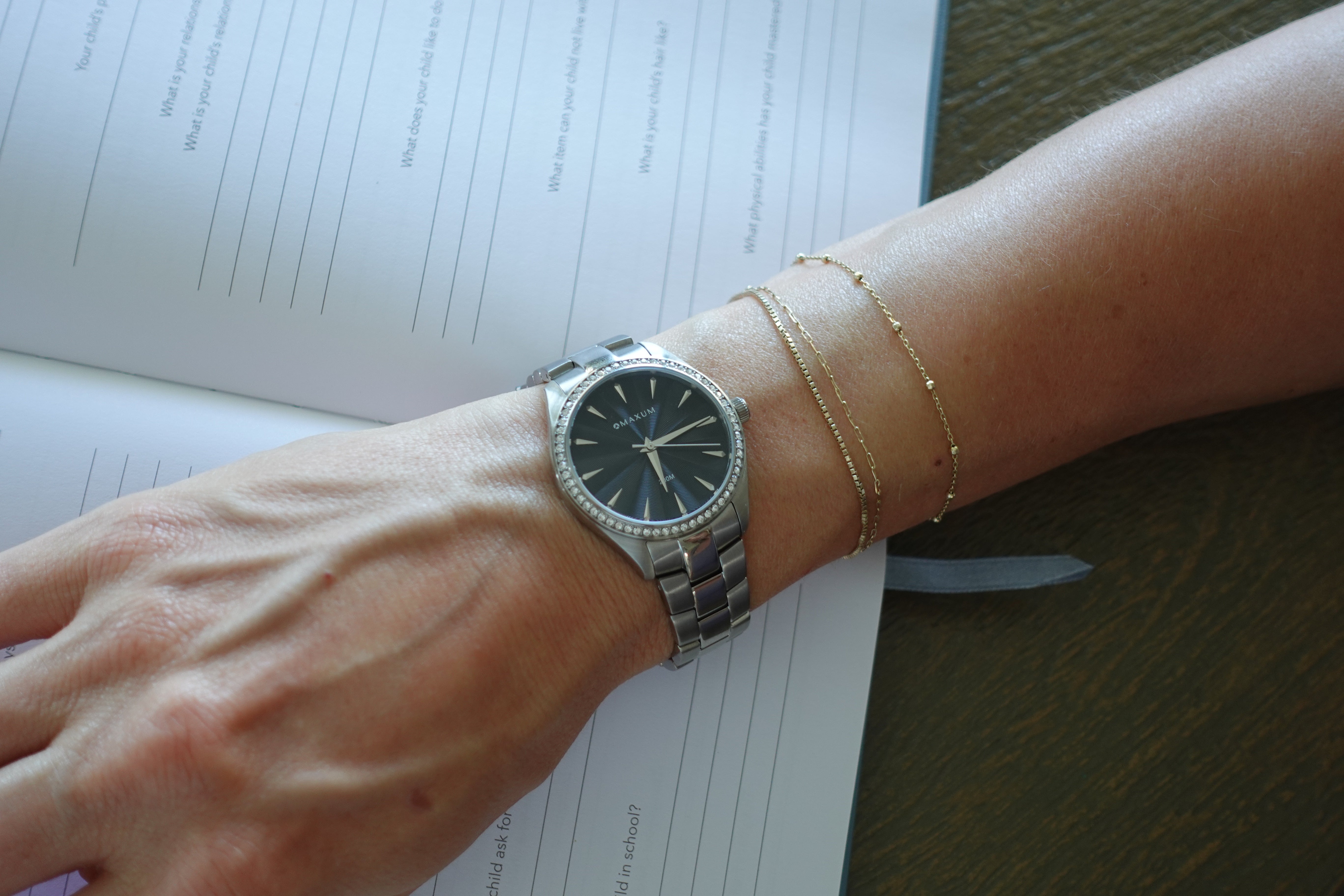 Sydney Silver Box Set -Includes Black Crystal Leather Band Watch with Silver Bracelet Strap