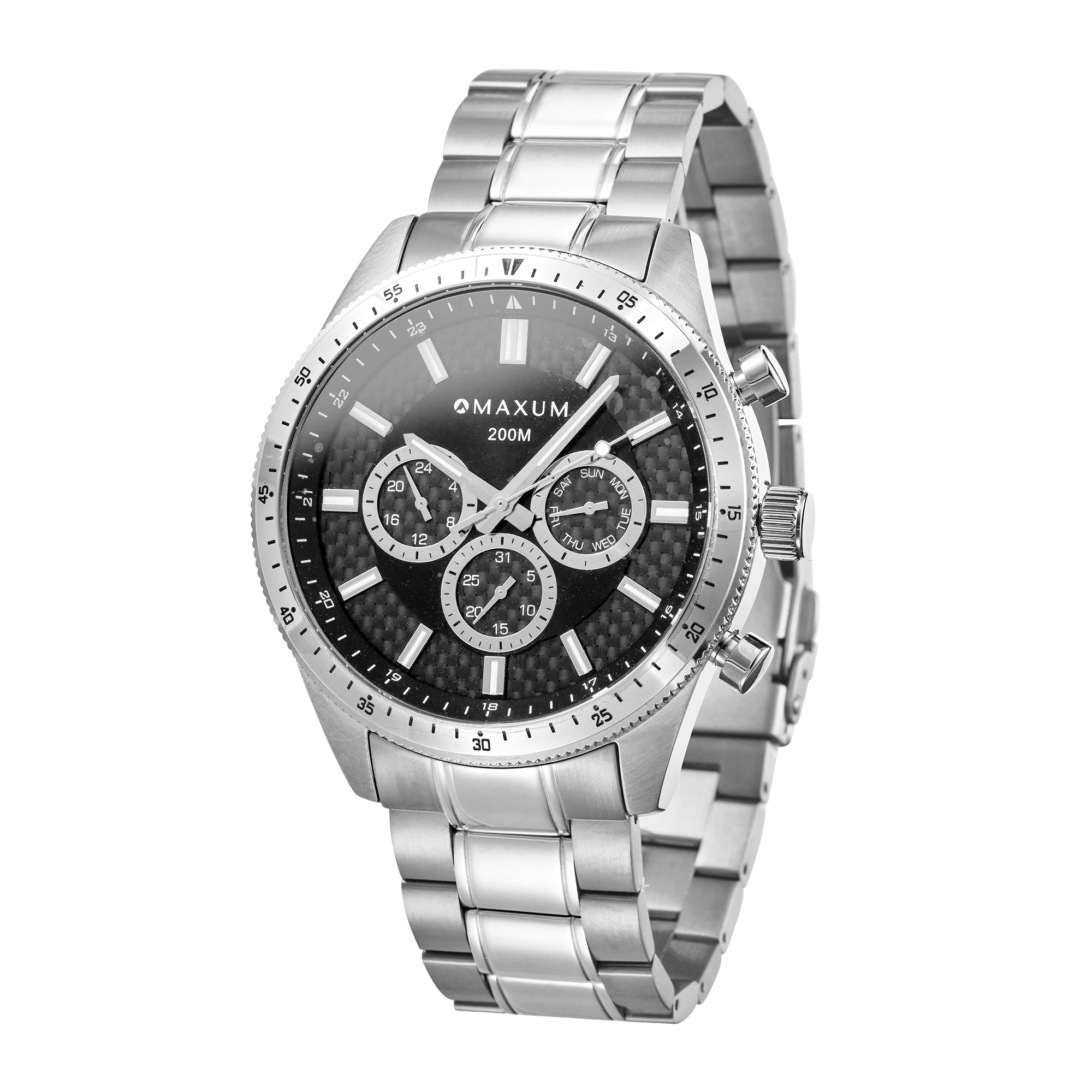 Lansdowne Multifunction Analogue Watch – Black Dial, Silver-Tone Case & Bracelet