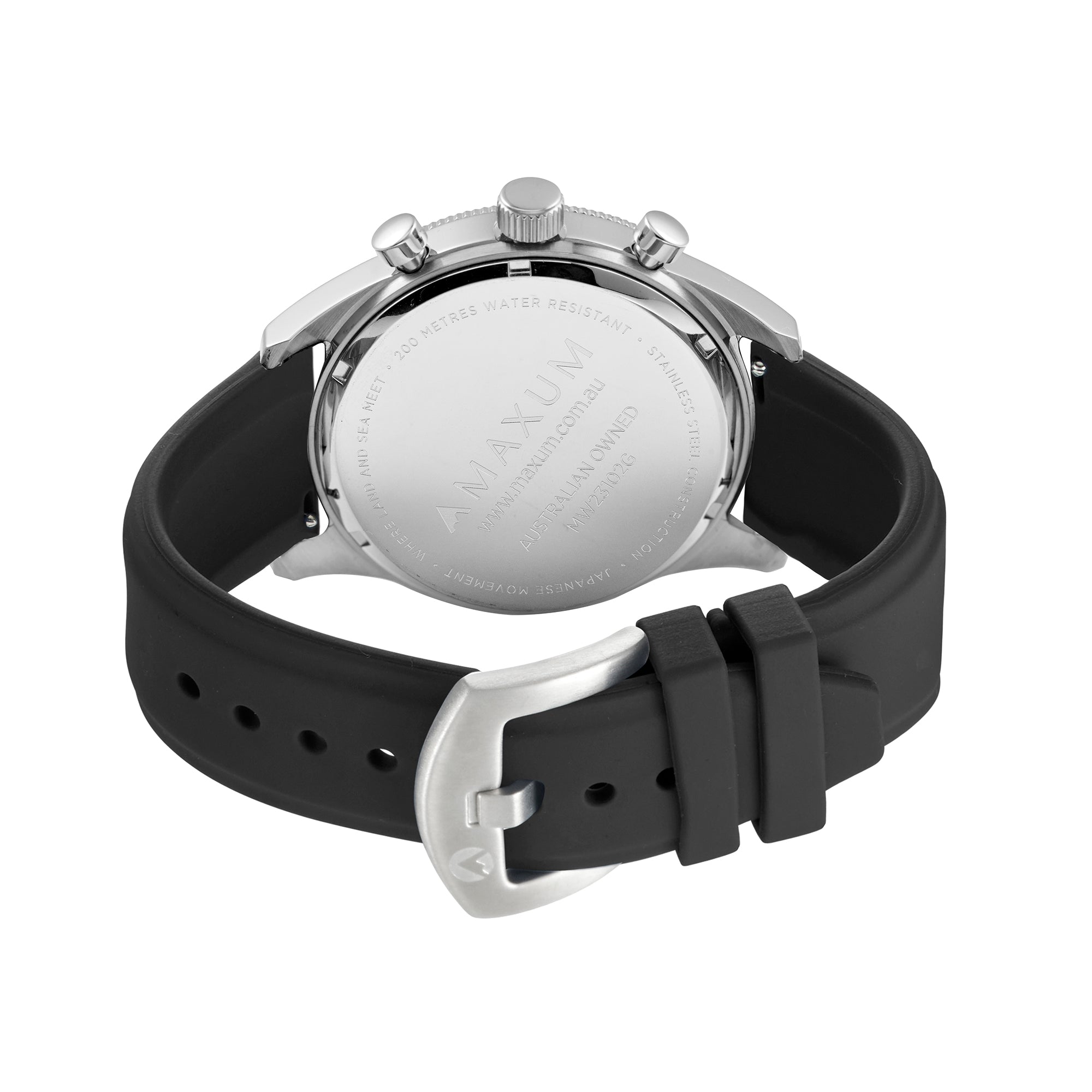 Lansdowne Multifunction Analogue Watch – Silver-Tone Case, Black Dial & Black Silicone Strap