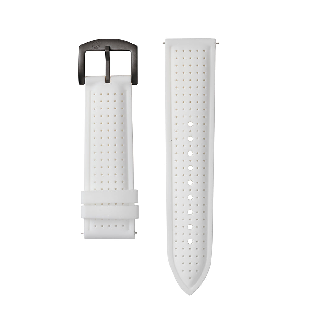 24mm Raglan White Silicone Strap Black IP Buckle