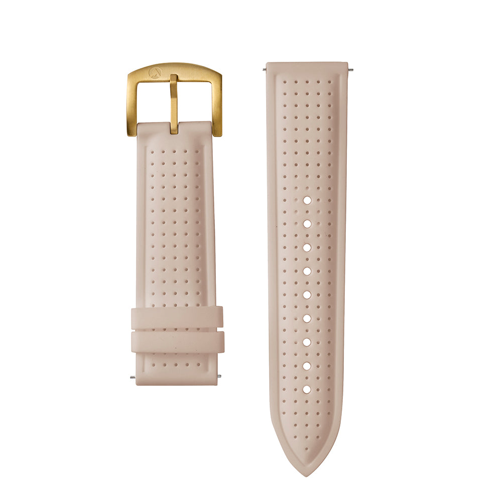 24mm Raglan Beige Band Silicone Strap Gold Buckle