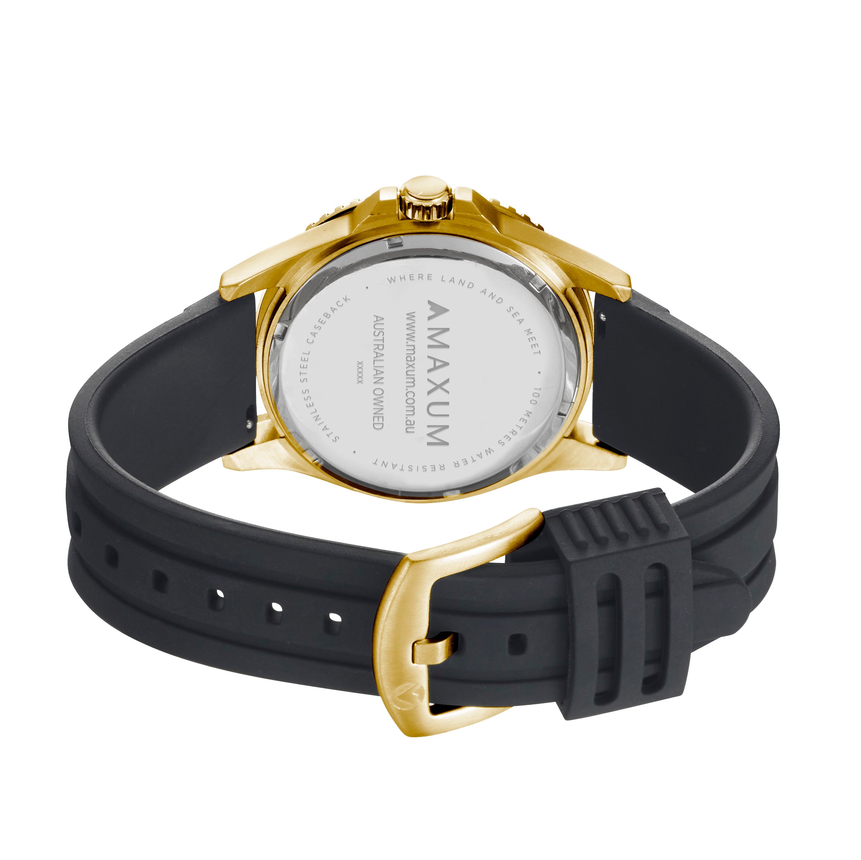 Prince Analogue Date Watch – Gold Case, Black Dial & Black Silicone Strap