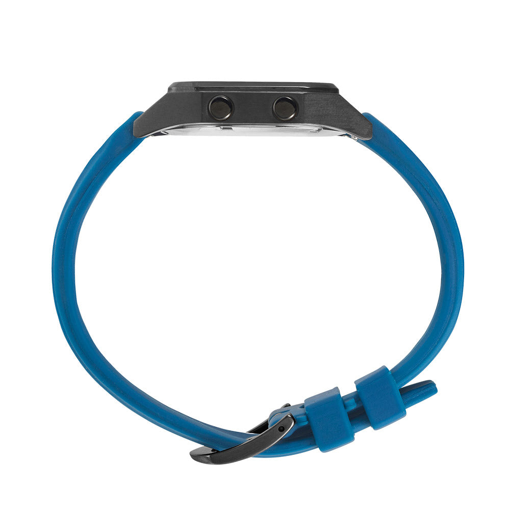 Raglan Digital Square Unisex Tide Watch – Black Case, Black Dial & Blue Silicone Strap