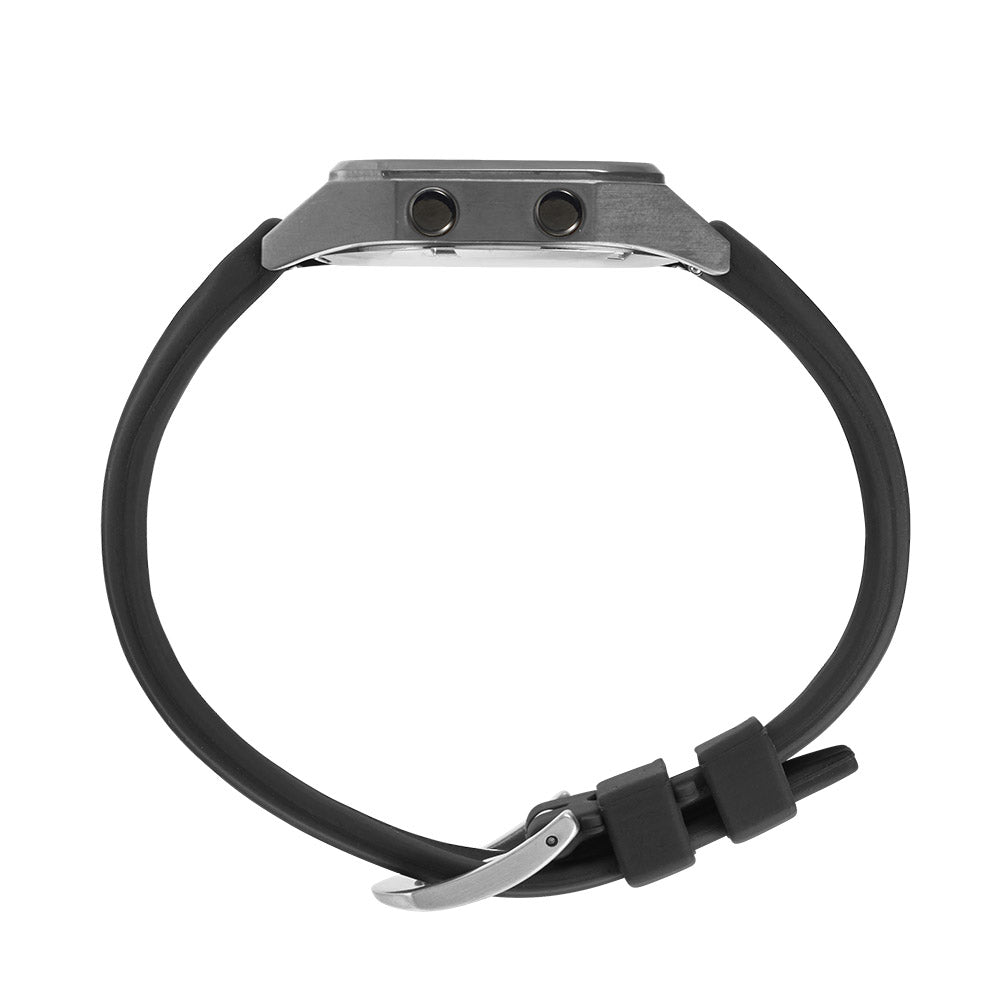 Raglan Digital Square Unisex Tide Watch– Gun Metal Case, Black Dial & Black Silicone Strap