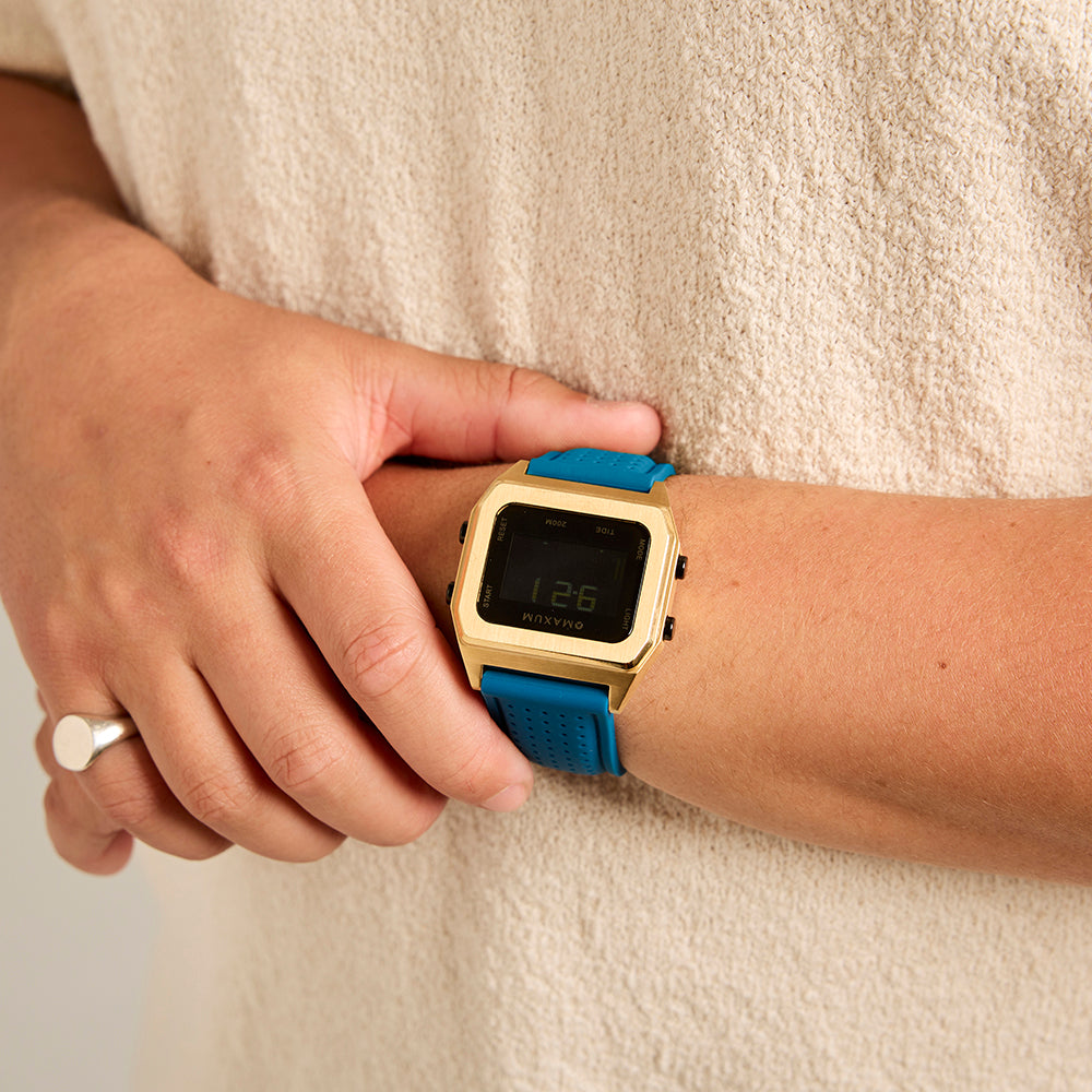 Raglan Gold Set - Includes Gold Tide Watch and Blue Silicone Strap