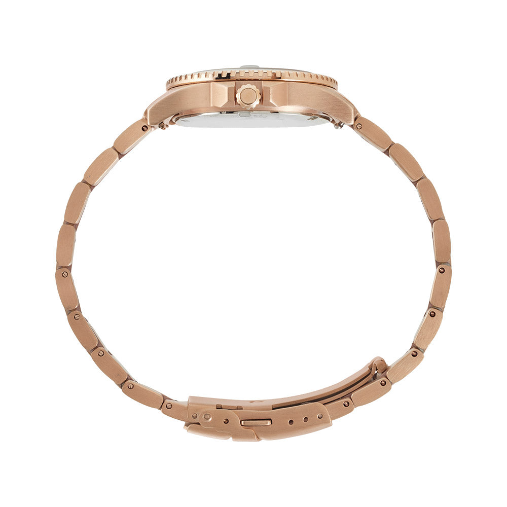 Liberty Ladies Analogue Date Watch – Rose Gold Case, Black Dial & Rose Gold Bracelet