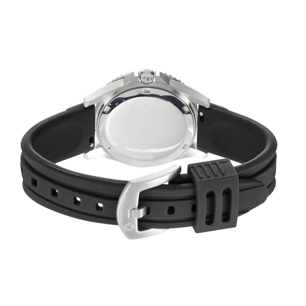 Liberty Silver Set - Includes Silver Analogue Date Watch and Black Silicone Strap