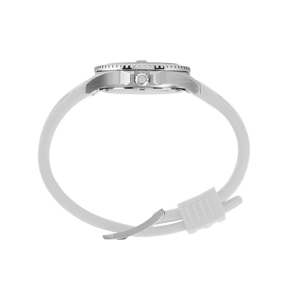 Liberty Ladies Analogue Date Watch – Silver-Tone Case, White Dial & White Silicone Strap