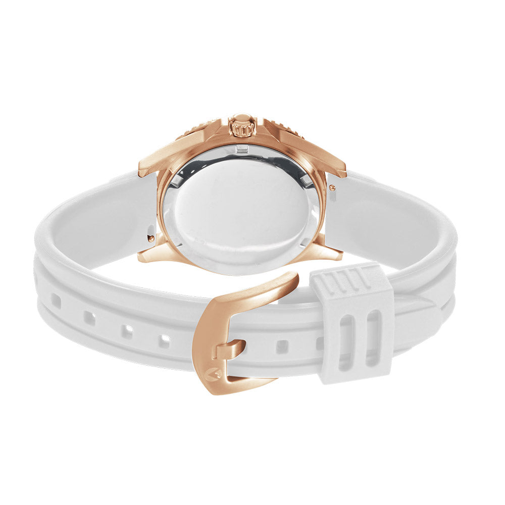 Liberty Rose-gold Set - Includes Rose Analogue Date Watch and White Silicone Strap