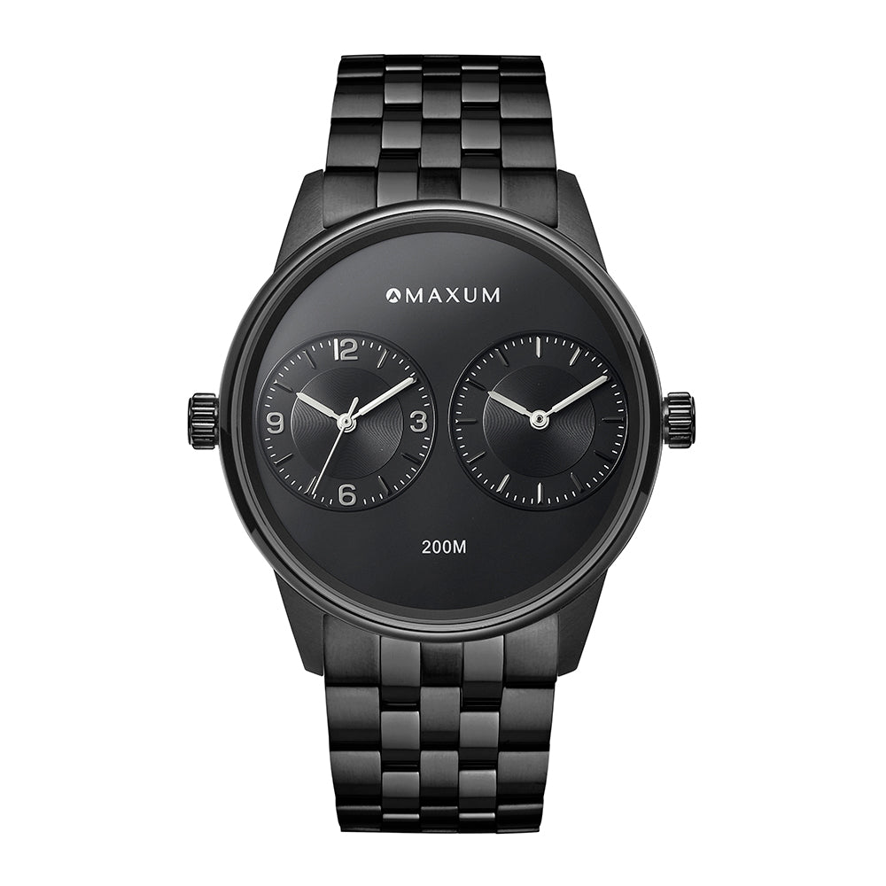 Taylor Steele Analogue Dual Time Zones – Black Dial, Black Case & Black Bracelet Watch