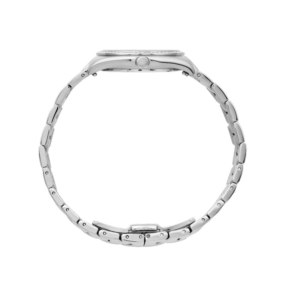 Sydney Crystal-Embellished Analogue Watch –White Dial & Silver Tone Case & Bracelet