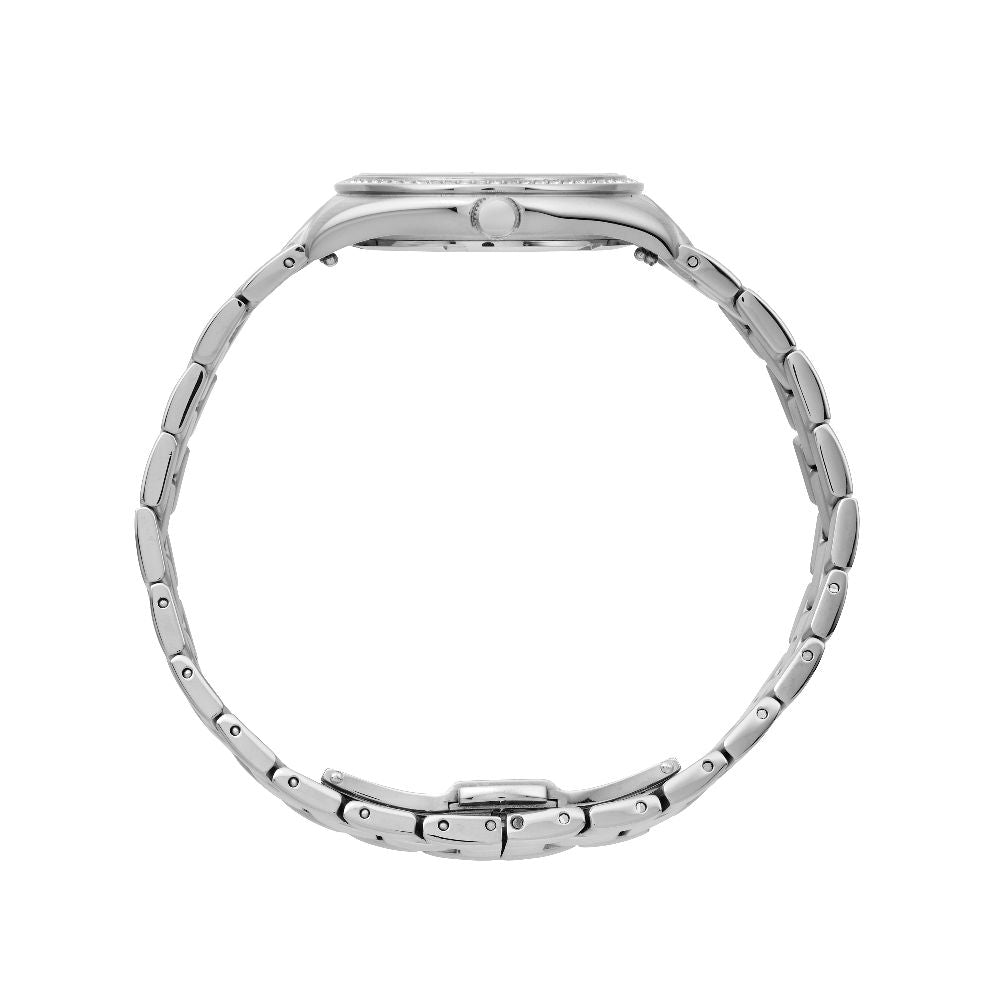 Sydney Crystal-Embellished Analogue Watch –Black Dial & Silver Tone Case & Bracelet