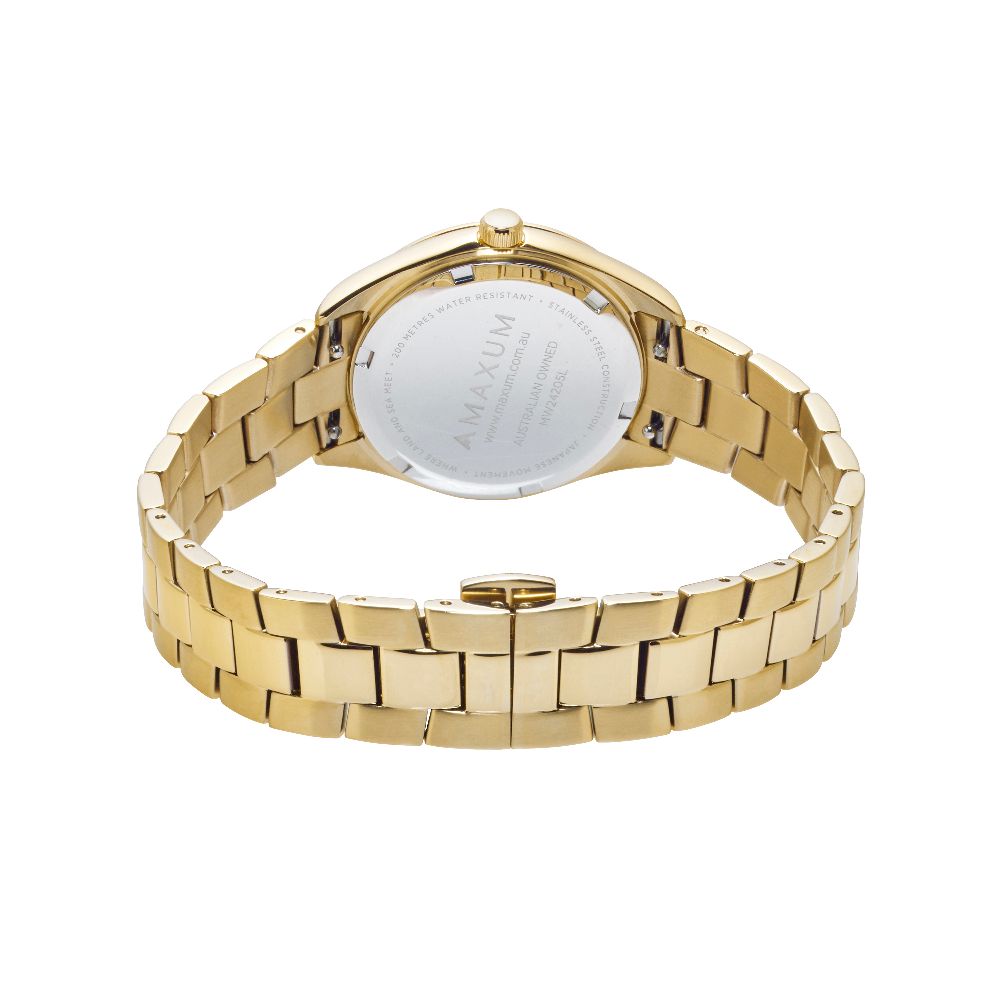 Sydney Crystal-Embellished Analogue Watch –White Dial, Gold Tone Case & Bracelet
