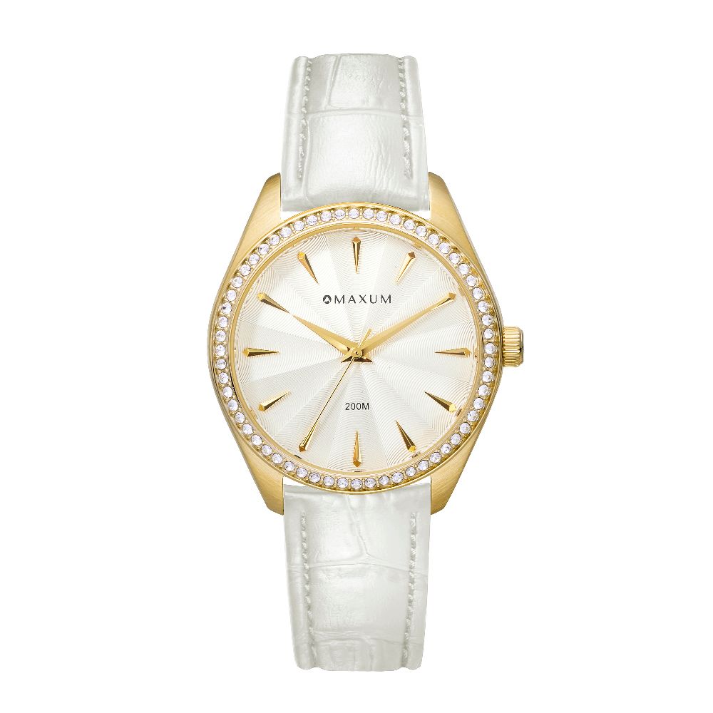 Sydney Gold Box Set -Includes Gold Bracelet Watch with White Leather Strap