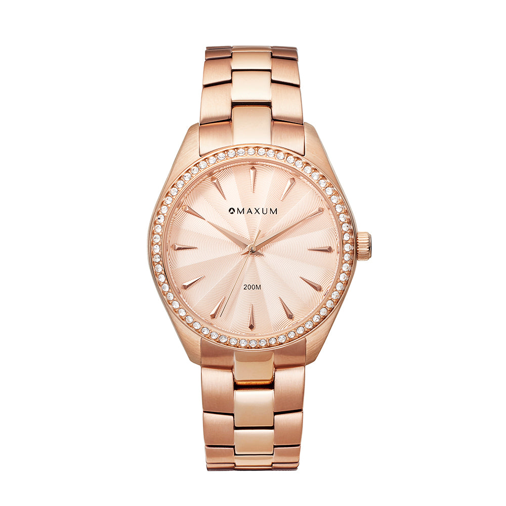 Sydney Crystal-Embellished Analogue Watch – Rose Gold Tone Dial, Rose Gold Tone Case & Bracelet
