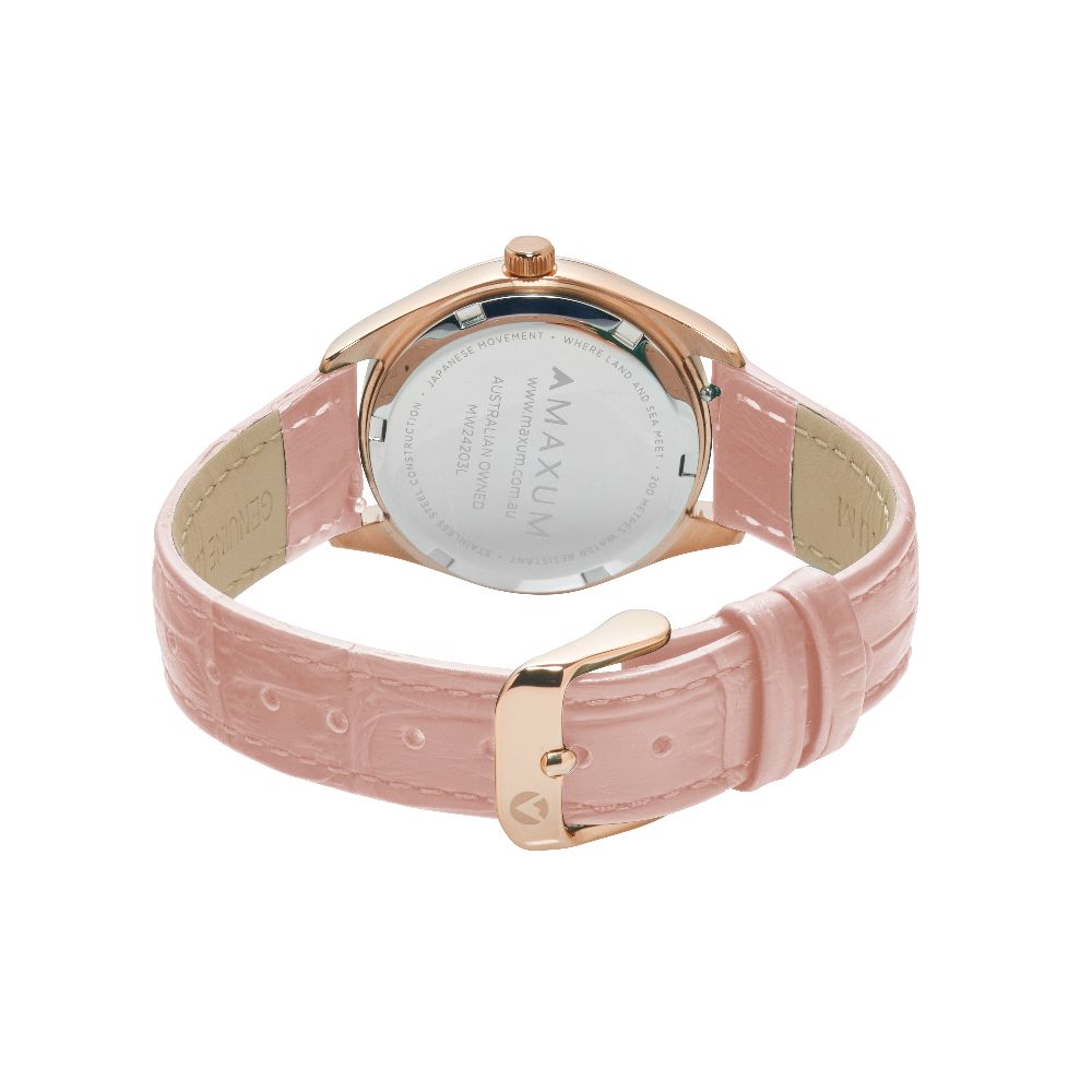 Sydney Crystal-Embellished Analogue Watch – Rose Gold Tone Dial, Rose Gold Tone Case & Blush Leather Band