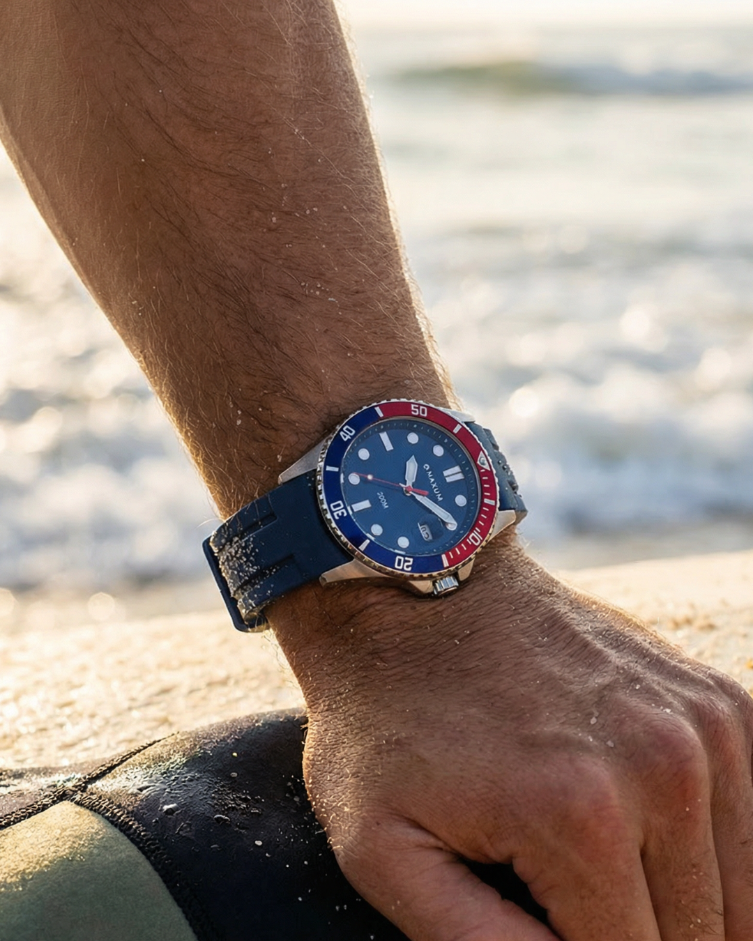 Prince Silver Set- includes Silver Bracelet Watch and Blue Silicone Strap