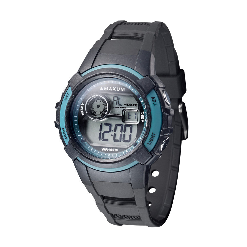 Button Black and Blue Digital Watch