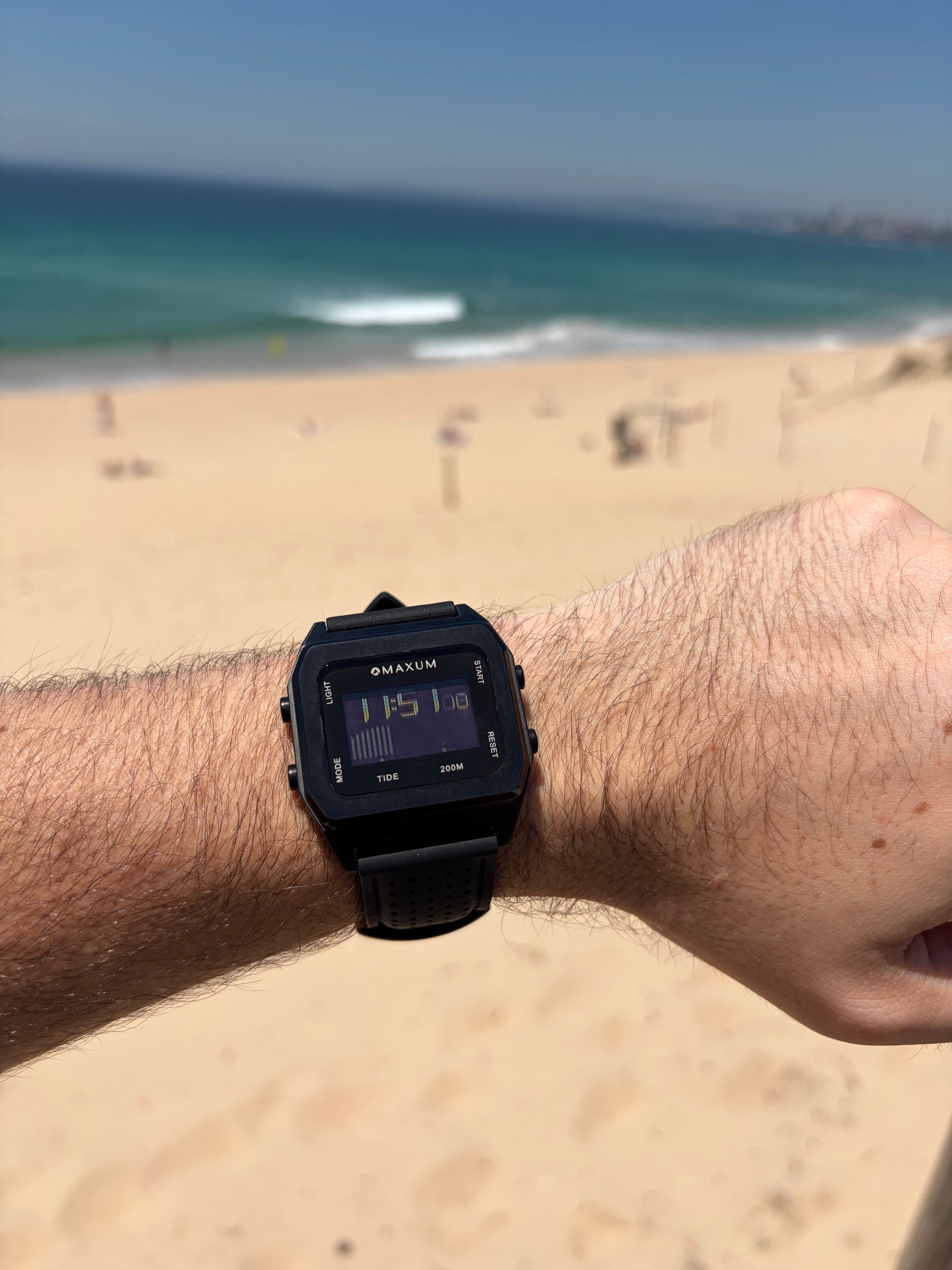 Raglan Digital Square Unisex Tide Watch – Black Case, Black Dial & Black Silicone Strap