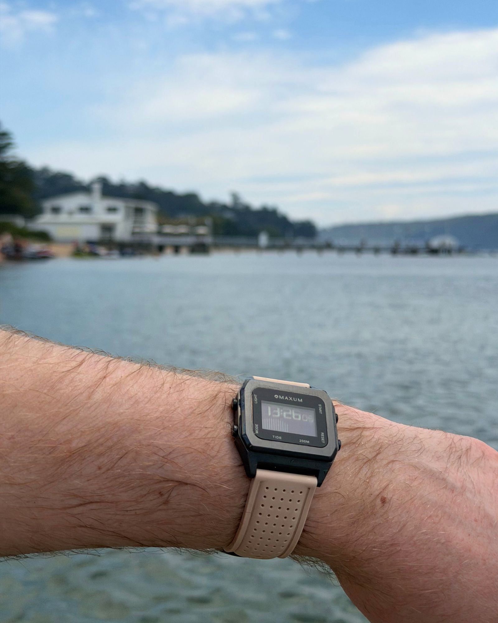 Raglan Digital Tide Watch Set – Black Case, Black & Beige Silicone Strap