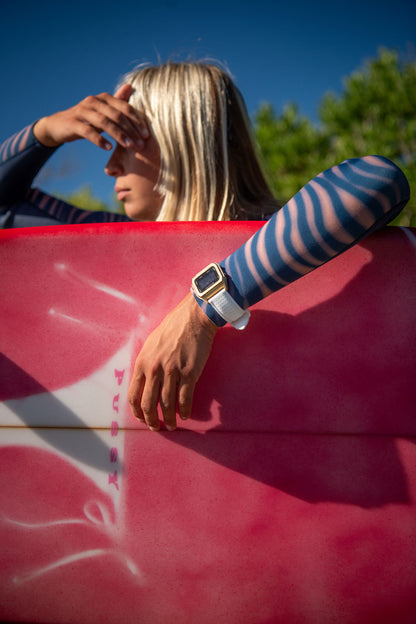 Raglan Digital Tide Watch Set – Gold Case White & Pink Silicone Strap