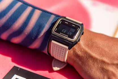 Raglan Digital Tide Watch Set – Gun Metal Case, White & Pink Silicone Strap