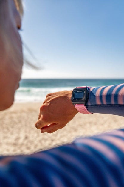 Raglan Digital Tide Watch Set – Gun Metal Case, White & Pink Silicone Strap