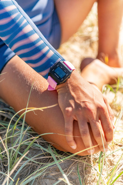 Raglan Digital Square Unisex Tide Watch – Black Case, Black Dial & Pink Silicone Strap