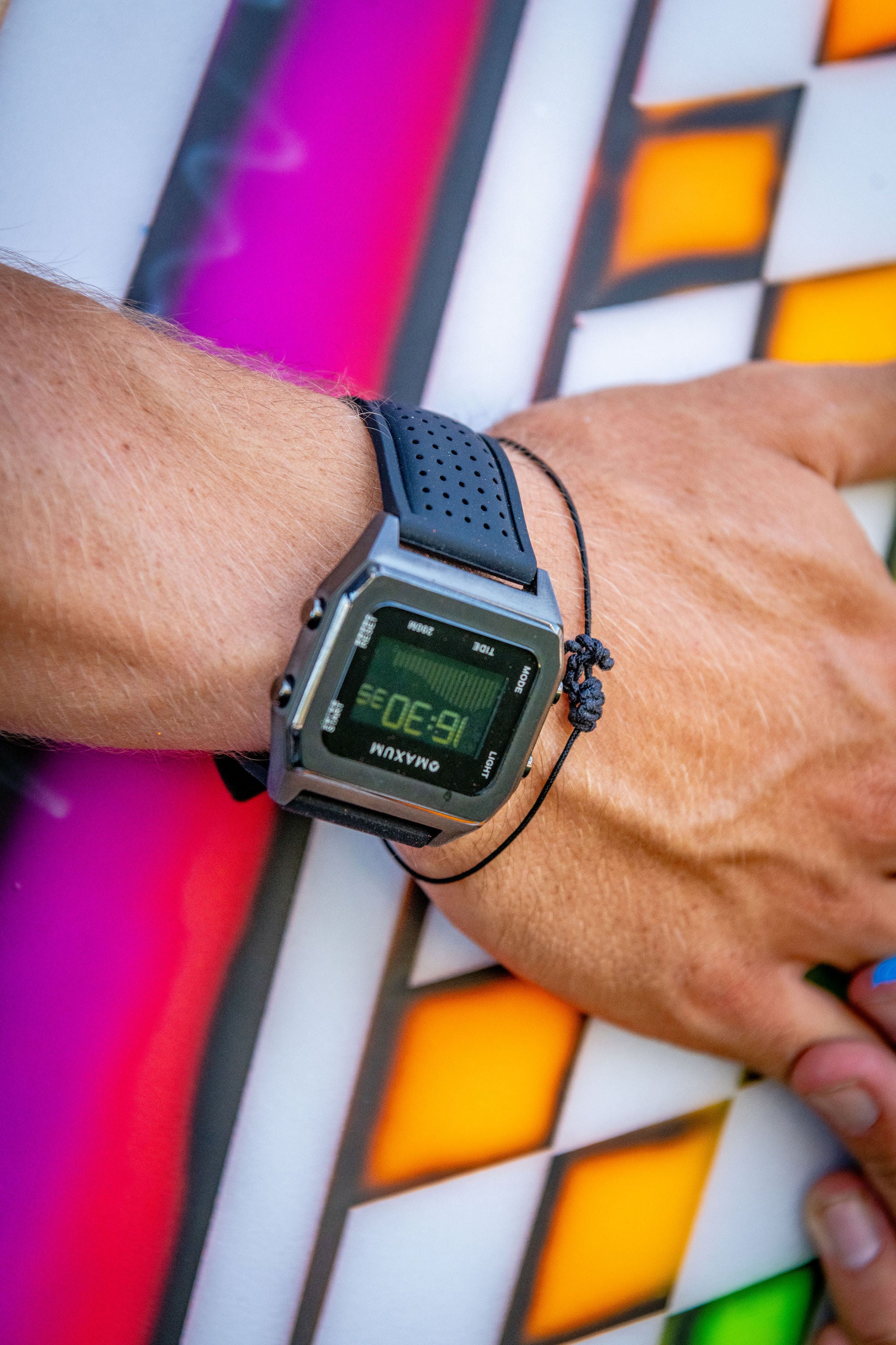 Raglan Digital Square Unisex Tide Watch– Gun Metal Case, Black Dial & Black Silicone Strap