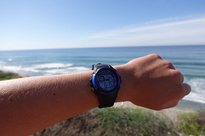 Button Black and Sapphire Blue Digital Watch