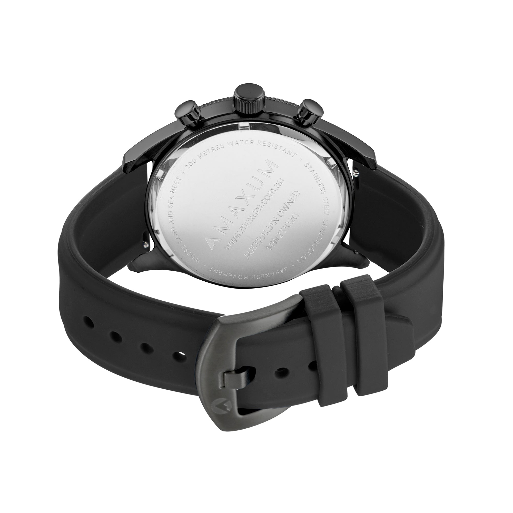 Lansdowne Multifunction Analogue Watch – Black Case, Black Dial & Black Silicone Strap