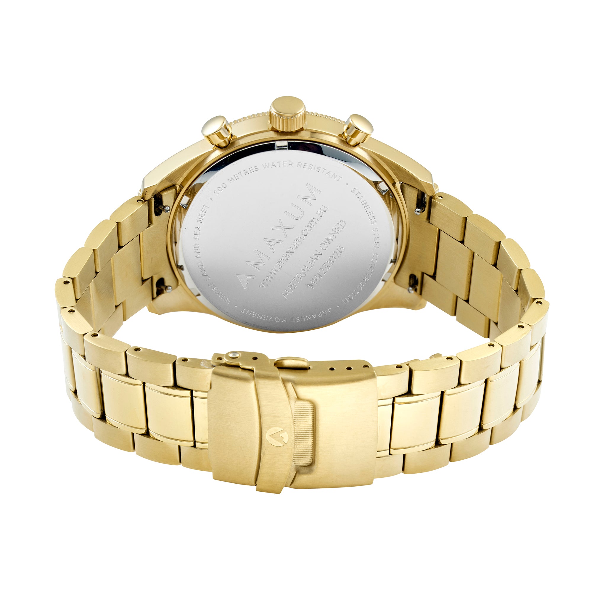 Lansdowne Multifunction Analogue Watch– Gold Case, Black Dial & Gold Bracelet