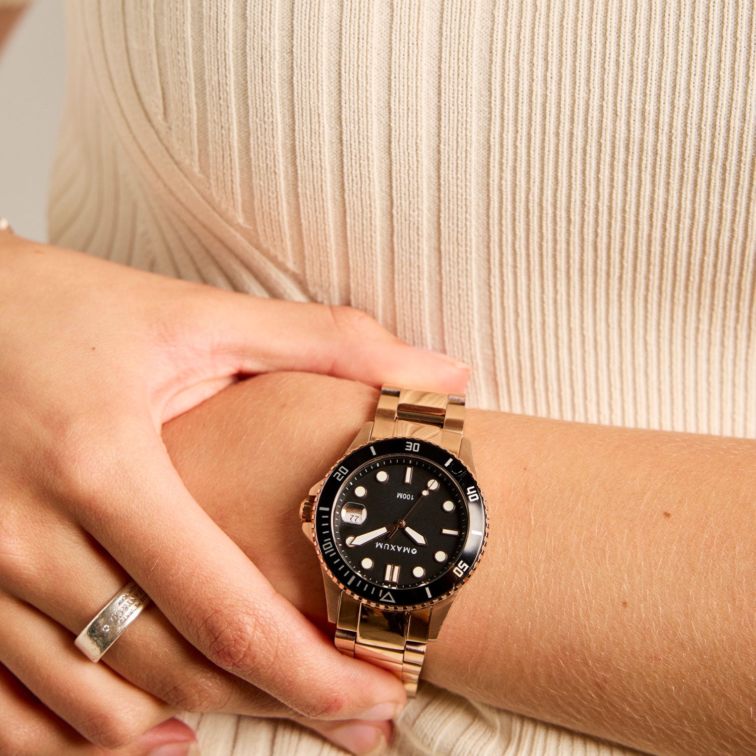 Liberty Black & Rose Set - Includes Black Analogue Date Watch and Rose-gold bracelet strap