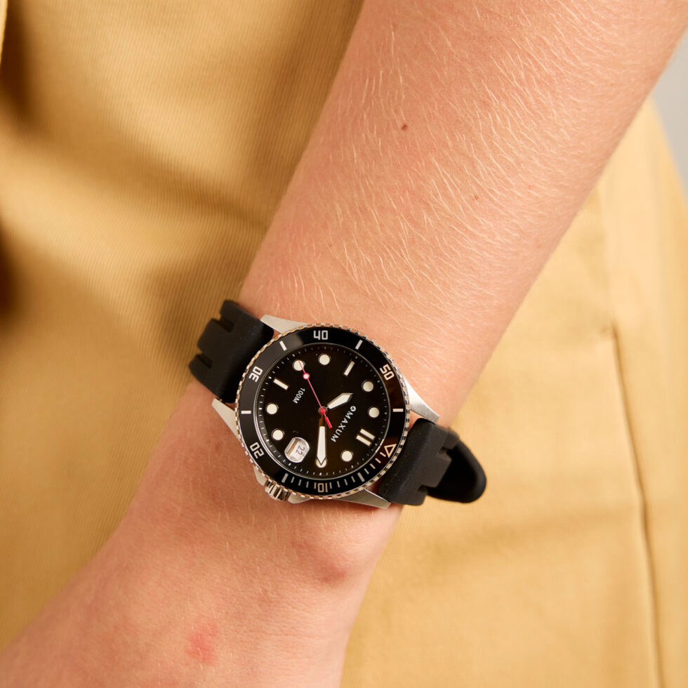 Liberty Black & Rose Set - Includes Black Analogue Date Watch and Rose-gold bracelet strap