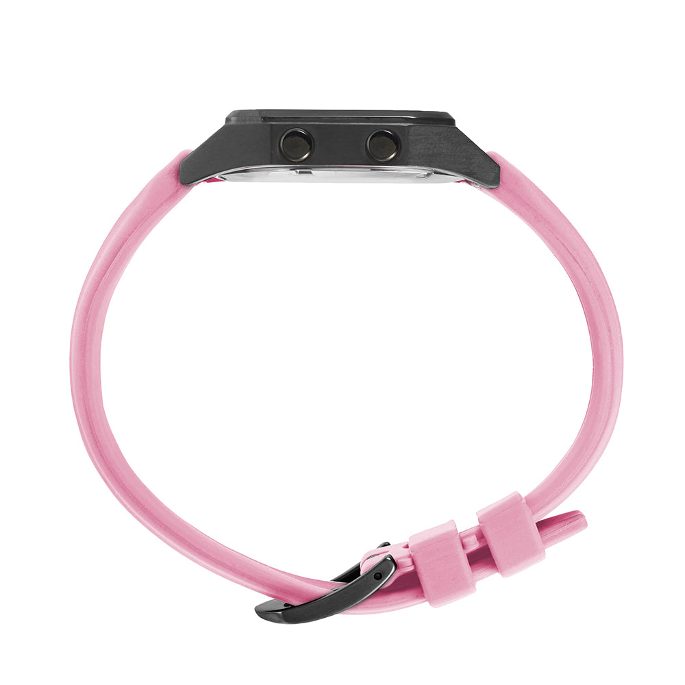 Raglan Digital Square Unisex Tide Watch – Black Case, Black Dial & Pink Silicone Strap