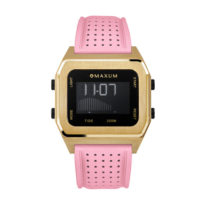 Raglan Digital Tide Watch Set – Gold Case White & Pink Silicone Strap
