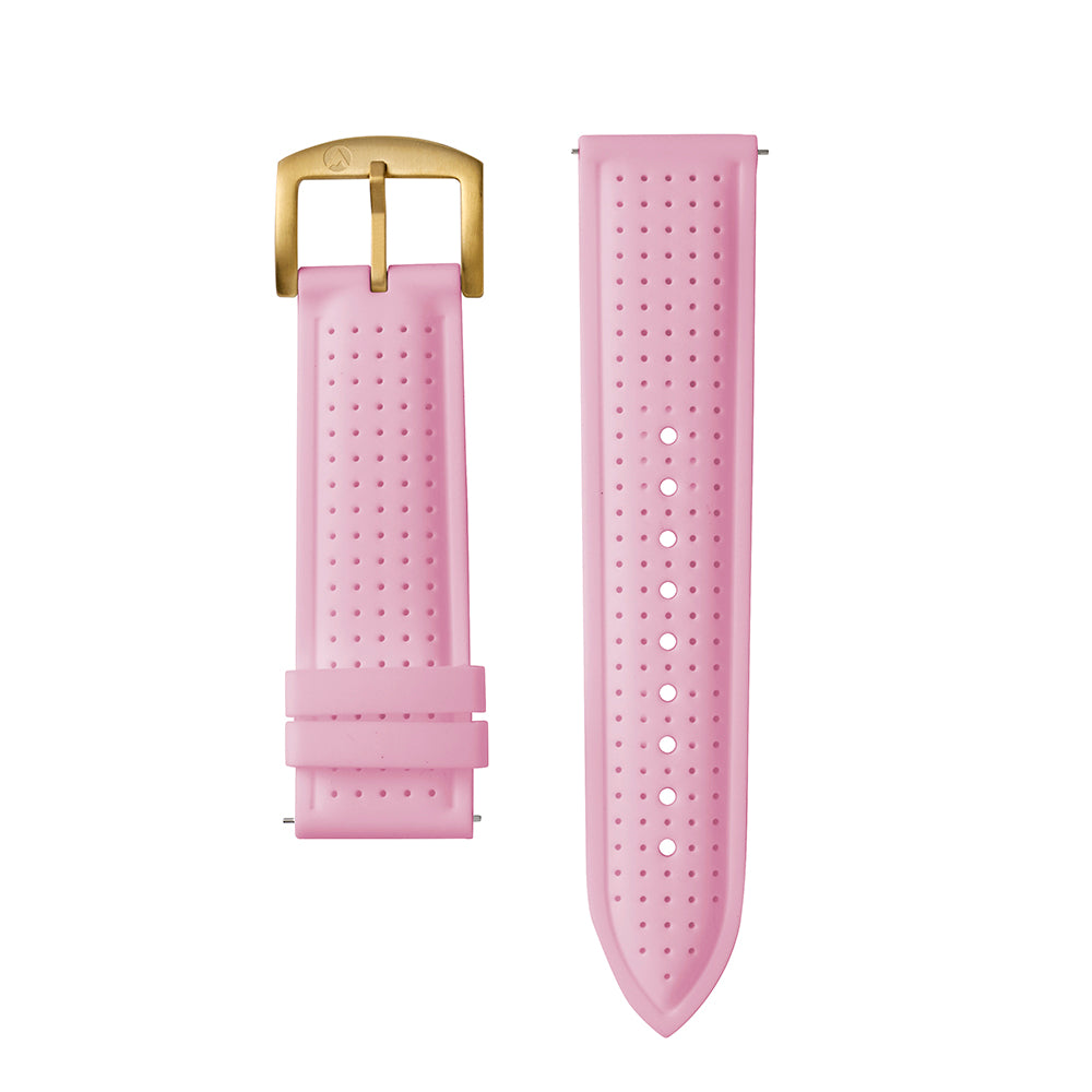 24mm Raglan Pink Band Silicone Strap Gold Buckle