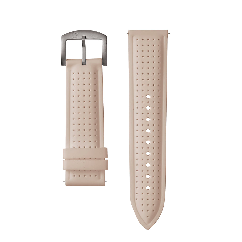 24mm Raglan Beige Silicone Strap Gun Metal Buckle