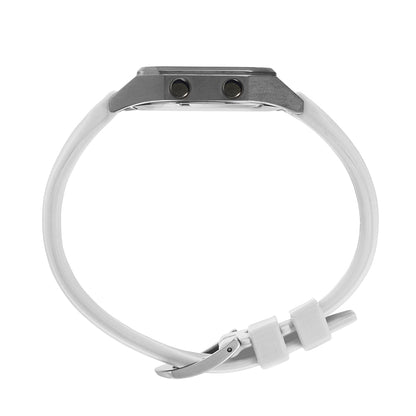 Raglan Digital Square Unisex Tide Watch– Gun Metal Case, Black Dial & White Silicone Strap