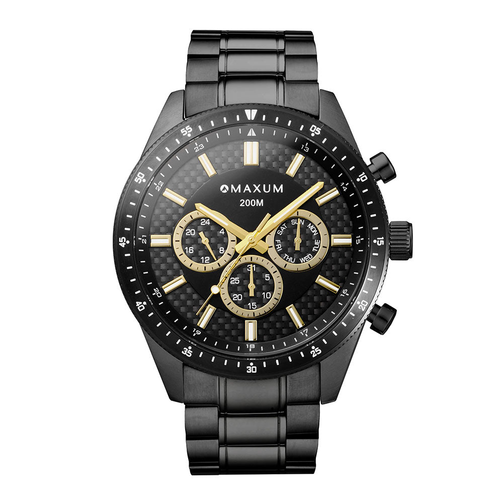 Lansdowne Multifunction Analogue Watch – Black Case, Black Dial & Black Bracelet
