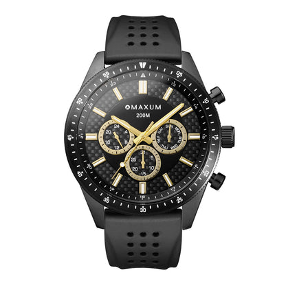 Lansdowne Multifunction Analogue Watch – Black Case, Black Dial & Black Silicone Strap