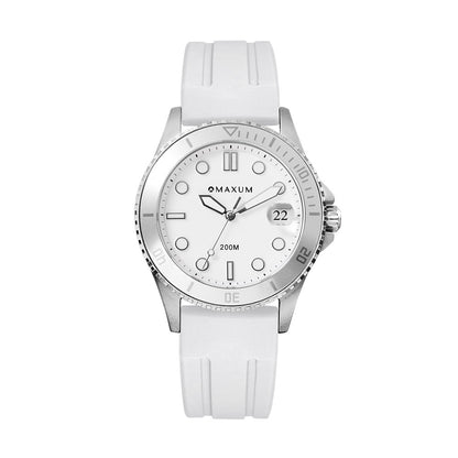 Liberty Ladies Analogue Date Watch – Silver-Tone Case, White Dial & White Silicone Strap