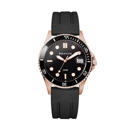 Liberty Black & Rose Set - Includes Black Analogue Date Watch and Rose-gold bracelet strap