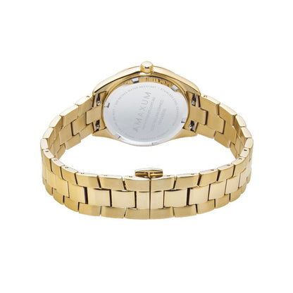 Sydney Crystal-Embellished Analogue Watch  –White Dial, Gold Tone Case & Bracelet