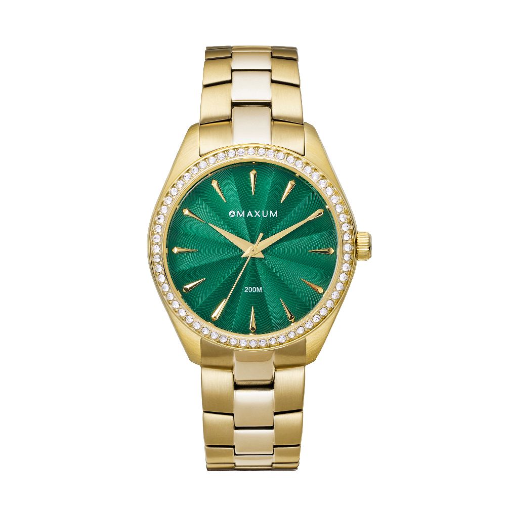 Sydney Green Box Set -Includes Gold Bracelet Watch with Green Leather Strap