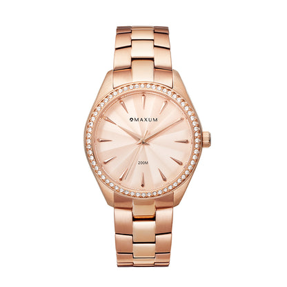 Sydney Crystal-Embellished Analogue Watch  – Rose Gold Tone Dial, Rose Gold Tone Case & Bracelet
